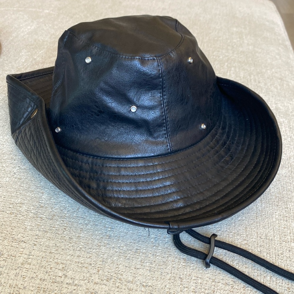 8 other reasons faux leather hat. Currently out of stock. It’s new without tags.